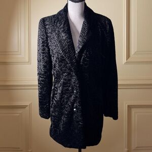 Vintage 90’s Carina Faux Lamb Fur Coat, black velvet textured plush,soft luxe❤️
